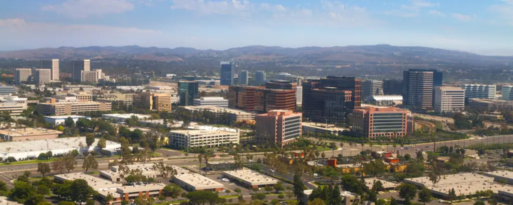 Cityscape image of Downtown Orange County, California.